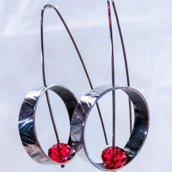 Hoops w/ Red Cut Glass Bead